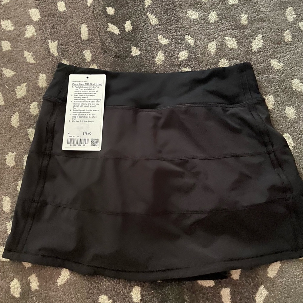 NWT Lululemon pace rival skirt MR long size 4 in black